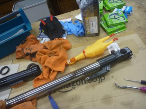 BUELL フロントフォーク　オーバーホール　オイルシール交換　オイル交換　油面調整　HOT WIRED 名古屋