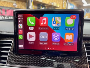 アウディ Audi A8 S8 ワイヤレス　Apple CarPlay カープレイ　後付け　インターフェース　Android Auto ミラーリング　Youtube　