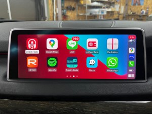 BMW X5 X6 X3 NBT CIC F12 F15 F06 後付け　カープレイ　CarPlay ワイヤレス　ミラーリング　インターフェース　モジュール　Android Auto 動画再生　グーグルマップ　Youtube 純正ナビ　スピーカー交換　名古屋　iPhone