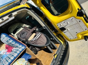カングー　ベビーカー　積載　カーゴ　キャンパー　車中泊　キャンプ　赤ちゃん　引き出し　ドロアー　オムツ台　joli 3輪　カート　ストローラー　折りたたみ　kangoo 子育て　カスタム