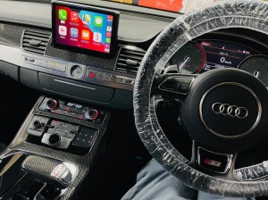 ボーズ　ハーマンカードン　マークレビンソン　BOSE B&W B&O カーオーディオ　音質改善　音質向上　スピーカー交換　DSP サブウーハー　Audible Physics Mercury Car Audio HOT WIRED ホットワイヤード　アウディ　AUDI S8 A8 A7 S7 A6 A4 後付け　ワイヤレス　CarPlay カープレイ　Android Auto ミラーリング　MMI