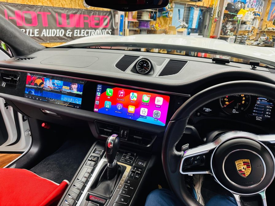 ポルシェ マカン専用 最新型アンドロイドナビ（デュアルモニター ）のご紹介：Porsche Macan カーナビ交換