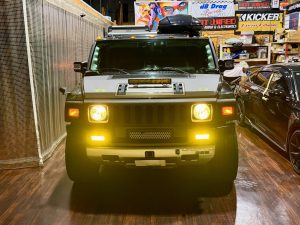 hummer h2 led ヘッドライト　ハロゲン　マーシャル　7インチ　イエローバルブ　フォグ　LEDバー　黄色　ヘッドライト交換