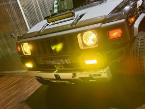 hummer h2 led ヘッドライト　ハロゲン　マーシャル　7インチ　イエローバルブ　フォグ　LEDバー　黄色　ヘッドライト交換