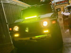 hummer h2 led ヘッドライト　ハロゲン　マーシャル　7インチ　イエローバルブ　フォグ　LEDバー　黄色　ヘッドライト交換